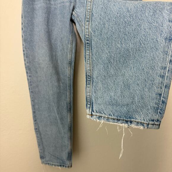 ZARA Womens Light Wash High-Rise Jean Straight Leg Distressed Raw Hem Size 8 - Picture 3 of 7